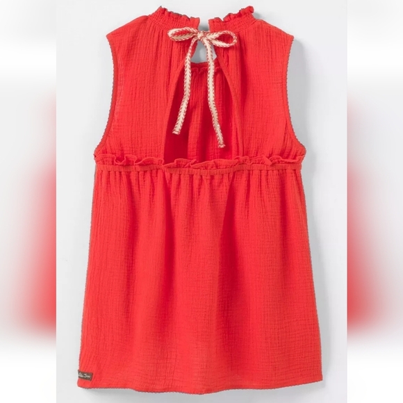 Matilda Jane, New, Maui Orange Cut-out Tie Back Cotton Gauze Shirt Size Large - Picture 4 of 11